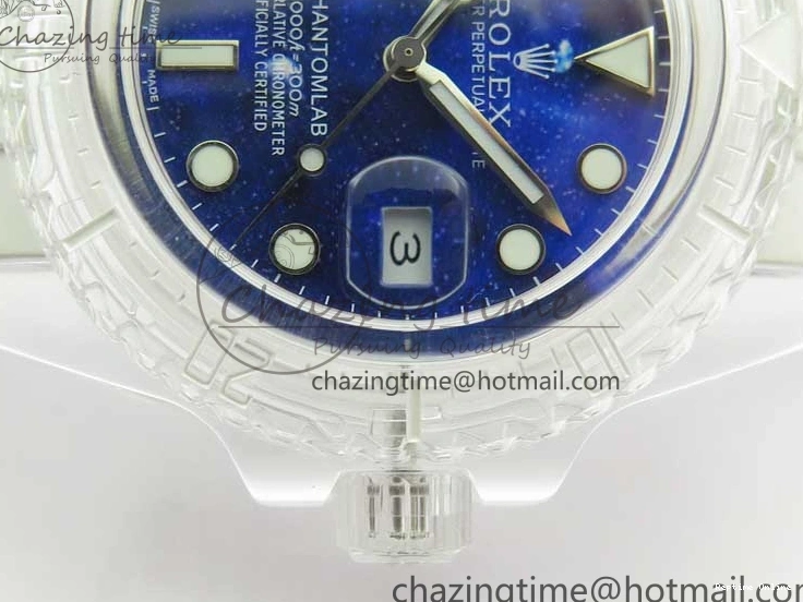 0512 Submariner Phantomlab Transparent KZF Best Edition Deep Blue Dial on White Rubber Strap VR WellDesigned 2568